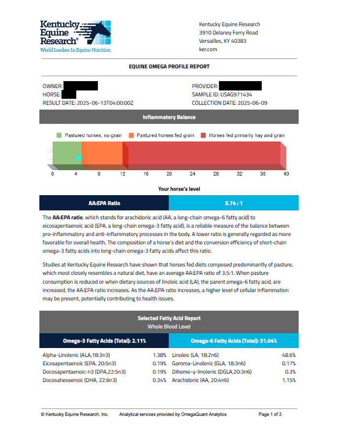 Equine Omega Profile Test Kit